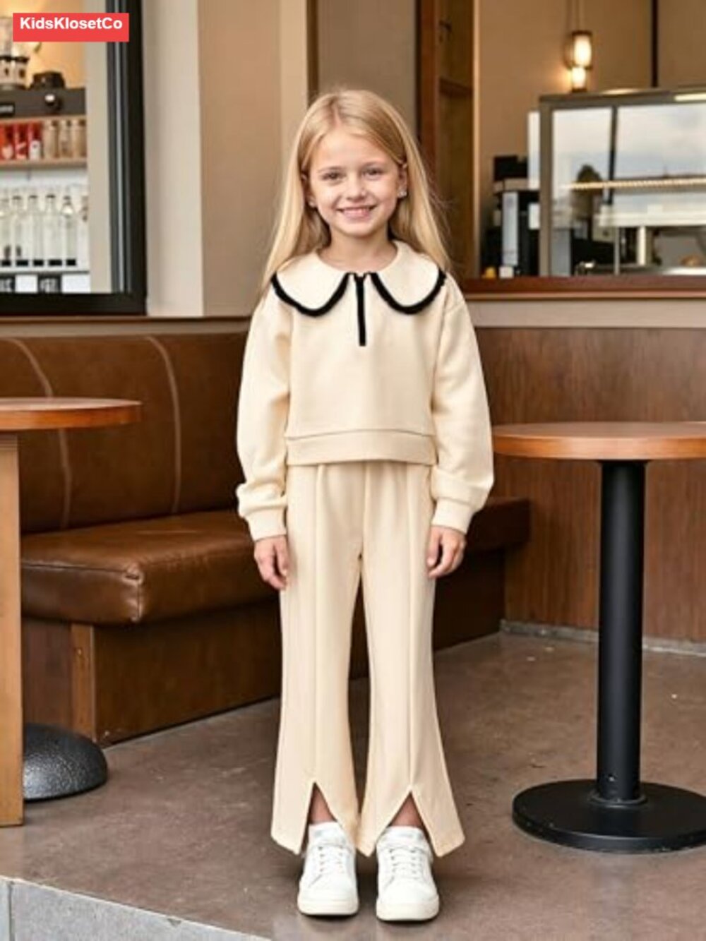 Girls Half Zip Sweatshirt Flare Pants Set Size 6-12 Polyester Blend - Picture 3 of 6